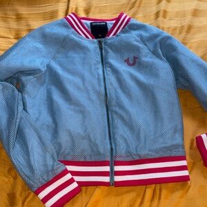 True Religion Kids Blue Jacket with Pink Stripes